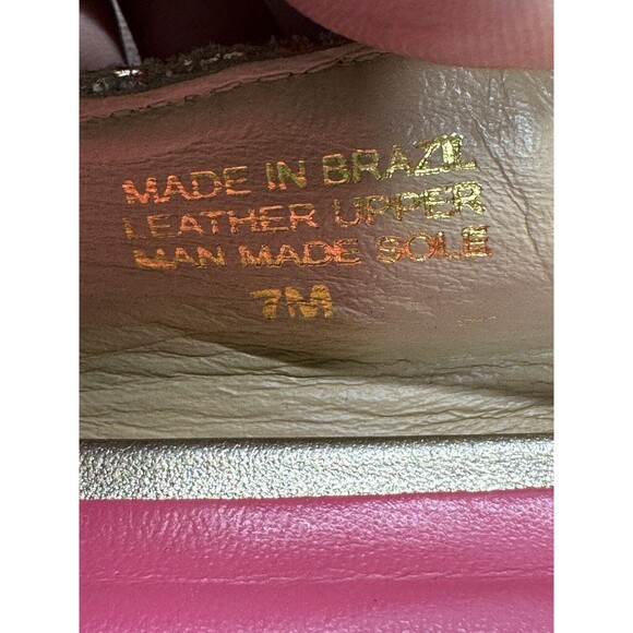 Lilly Pulitzer‎ Metallic Gold Logo Classic Leather Ballet Flats Sz. 7 - Picture 6 of 8